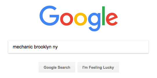 Например, если вы запускаете механическую службу в Нью-Йорке, введите запрос в Google, который выглядит следующим образом