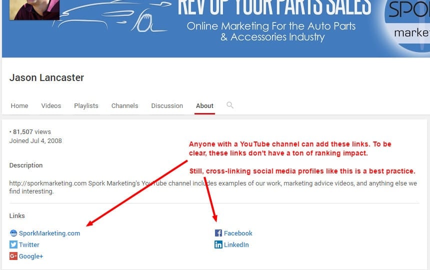 Sprawdzić   nasz kanał YouTube   (i kliknij kartę Informacje), aby zobaczyć, jak wypełniliśmy linki do mediów społecznościowych