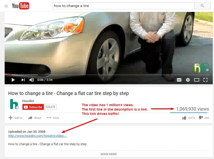 Spójrz na ten zrzut ekranu z filmu YouTube o zmianie opony: