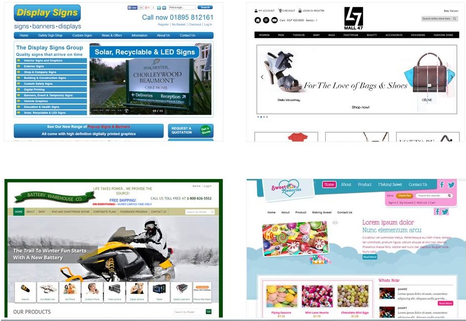 Вот примеры некоторых сайтов электронной коммерции наших клиентов